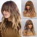 Haircube short charming bob with bangs wigs for woman nature heat -resistant synthetic fiber party/cosplay/costume/daily wig (brown shadow blond) 1942