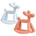 Smooch Rocking Teething Toys for Babies 0-6 Months 12 18 - Easy to Hold Silicone Baby Teether Soft Infant Teething Toys Provides Baby Teething Relief & Soothes Sore Gums (Light Blue+Coral)