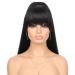 G&T Yaki Drawstring Ponytail with Bangs - Long Yaki Straight Ponytail Extension for Black Women Synthetic Hairpiece Clip in Ponytails Extension for Daily Party Use (1B, 24 inch) 24 Inch With Bangs-1B