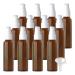ZEOABSY 12 Pieces 60 ml Brown Lotion Bottles with White Pump 60ml Empty PET Plastic Lotion Pump Bottle Cosmetic Gel Travel Container for Cosmetic Make up Cleaning + 2 x Funnel Brown 60ml