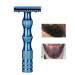 Classic Vintage Men's Razor - Non-Slip Metal Handle Double-Blade for a Thorough Shave - Blue - Buy Online on GoSupps.com
