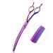 7 Inch Downward Curved Dog Grooming Scissors Thinning Texturizing Shears Professional Safety Blunt Tip Trimming Shearing for Dogs Cats Face Paws Limbs Japanese Stainless Steel Purple, Yellow