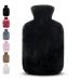 Hot water bottles bed bottle for babies with soft cover 2L Christmas gift (black)
