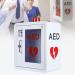 AED cabinet AED defibrillator cabinet first aid storage cabinet assembled on the wall metal steel plate with key and snap lock suitable for all brands of Cardiac Science for F