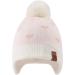 XIAOHAWANG Knitted Baby Hat with Fleece Lining and Pompom - White Heart Design | Toddler Kids Beanie for Winter | 2-4 Years - Buy Online on GoSupps.com