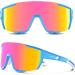 HAAYOT Polarized Cycling Sunglasses for Men Women - Baseball Style Sport Glasses with 1 or 5 Lenses, Ideal for Fishing, Driving, Running - Dots Ice Blue Frame & Pink Lens - Buy Online on GoSupps.com