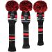 Scott Edward Golf Headcovers Set of 3 - Fits Driver, Fairway Wood, and Hybrid - Perfect Golf Bag Upgrade - BLACK Red White - Buy Online on GoSupps.com