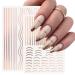 3D Rose Gold Metal Nail Stickers - Self-Adhesive Nail Art Decals for DIY Manicure | 8 Sheets of Stripe Lines & French Tips - Buy Online on GoSupps.com