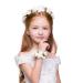 DDazzling Girls Flower Berries Crown Headband Floral Crown with Floral Wrist Band for Wedding Festivals (White)