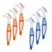 6 Pieces Denture Toothbrush Cleaning Brush Double Head Denture Cleaning Brush with Soft Plastic Rubber Handle False Teeth Cleaning Brush Set for 3 Blue and 3 Orange Blue and Orange