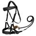 Amazing Horse Stuff Sidepull Discussed bridle with designer hand carving on eyebrow and riding straps curved black (full cob pony)