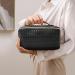 Aucuu Premium PU Cosmetic Travel Bag- Large Capacity Waterproof Organizer, Geometric Black Design - Gift for Women - Buy Online on GoSupps.com