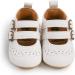 Baby Anti-Slip First Walking Shoes | Soft Sole Toddler Sneakers for Boys & Girls | Infant PU Leather Prewalkers with Sock | White, Size 6-12 Months - Buy Online on GoSupps.com