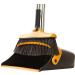 Broom and Dustpan Set with Long Handle - Kitchen Brooms and Stand Up Dust Pan Magic Combo Set for Home - Lobby Broom with Rotation Head and Standing Dustpan for Floor Cleaning
