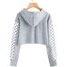 Girls 2 Piece Outfit: Crop Top Hoodie & Sweatpants Set - Grey, Size 11-12 Years - Buy Online on GoSupps.com