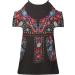 Womens Summer Cold Shoulder Top: Aztec Print Ethnic Style Graphic Tee, Black, X-Large - Buy Online on GoSupps.com
