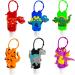 VHOPMORE 6Pcs Travel Size Kids Empty Hand Sanitizer Bottles with Keychain Holder Detachable Silicone Protective Case 30ml Plastic Travel Bottles Leak Proof Refillable Containers - Dinosaur