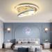 Ruirfh Led Cartoon children's room lamp creative ceiling lamp glass lampshade ceiling lamp with remote control Dimming function moon astronaut design ceiling light decoration baby room library living room b styles