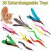 ZDQC 12-Piece Cat Fishing Rod Set - Interactive Cat Toys with Feathers Bells & Springs for Endless Fun - Buy Online on GoSupps.com