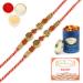 Ghasitaram Gifts Rakhi for Brother Rakhis Online -Set of 2 - LD-5602 Om Rudraksh Rakhi with 100 GMS of Dryfruits Mix Can 200 GMS of Kaju katli 2 Rakhi & 100g Dryfruits Mix Can 200g Kaju katli