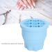 2 in 1 Makeup Brush Cleaner Bowl | Portable Folding Cleaning Mat with Drying Rack | Space-Saving Brush Cleaner in Blue - Buy Online on GoSupps.com