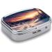 Winter Snow Sunset Pill Box 2 Compartment Metal Organizer for Medicine | Portable Decorative Pill Case for Pocket & Purse - Buy Online on GoSupps.com