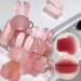 3 Colors Cute Rabbit Matte Liquid Lipstick set Velvet Lip Glaze 2 in 1 Key Chain Lip Gloss Lip Stain Waterproof Long Lasting Non-Stick Cup Lip Clay Cute Lip Makeup for Girls
