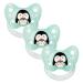 Dentistar Silikon Schnuller 3 Set- Size 1 Schnuller 0-6 months- tooth and jaw-friendly nipple with dental level- BPA-free- Made in Germany- Penguins MINT
