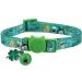 BoomBone St Patricks Day Cat Collar with Bell and Shamrocks Charm,Breakaway Small Dog Collar