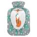 Christmas Happy Red Fox hot water bottle with soft fleece cover 2 litre hot water bag for hot and cold compresses