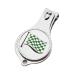Green Chequered Flag Design Pocket Metal Nail Clipper Bottle Opener with Personalised Engraved Message Presented in a Velvet Pouch