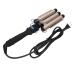 3 Barrel Curling Iron Temperature Adjustable Portable Crimper Hair Iron Ceramic Tourmaline Triple Barrels Hair Crimper with Long-Lasting Styling for Travel Beach Waves Gold 110 240v(US 32mm)