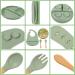 4 Piece Baby Weaning Set: Silicone Suction Divided Plate, Adjustable Bib, Spoon, Fork - Baby Led Feeding Supplies for Baby and Toddlers - Buy Online on GoSupps.com