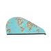 Hair Towel Wrap Hair Drying Towel with Button Towel Turban Head Towel to Dry Hair Quickly (World Travel Line Icons Map)