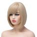 BESTUNG Blonde Bob Wig With Fringe Bang Ladies Synthetic Full Hair Natural Honey Ash Strawberry Gold Wig with Bangs for Cosplay Costume or Daily Life 1 Count (Pack of 1) dark blonde