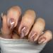 Almond Press on Nails Medium Length Oval Fake Nails Brown Marble Designs Glossy Acrylic Glue on Nails Cute Almond Shaped False Nails Artificial Nails for Women Girls DIY Manicure Decoration A-12