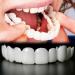 WTTFC 2 pair of temporary dental prosthesis immediate false teeth perfect smile cosmetic teeth top and bottom for women and men for putting on denture silicone at the top and below