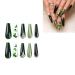 FEIlei 24pcs Fashion Long Almond False Nail French Four-Leaf Clovers Simple Fake Nail B