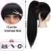 Kinky Straight Ponytail Extension with Bangs for Black Women Yaki Straight Wrap Arpund Pony Tail Hair Clip in Ponytail Extension Magic Paste Natural Looking Hair Hairpiece for Daily Party Use (Black) 20 inches Black - Buy Online on GoSupps.com