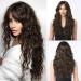 HAIRCUBE Long Brown Wavy Wigs for Women Synthetic Hair Wig with Bangs for Everyday Use Long Dark Brown