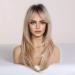 HAIRCUBE Blonde Ombre Long Curly Wig with Bangs - Heat Resistant Synthetic Shoulder Length Wig for Women - Buy Online on GoSupps.com