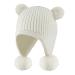 KAKU NANU Toddler Winter Hat Cute Double Pom Pom Earflap Hat Warm Beanie with Fleece Lined More Colors Suitable for Baby Boys and Girls from 6 Months to 4 Years 6-12 Months Off-white