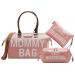 SEEDNUR Diaper Bag Tote with 2 Organizer Pouches, Large Capacity Mommy Bag for Hospital and Weekender Travel Pink
