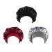 Petyoung 3 Pack Satin Sleep Caps for Women & Girls Sleeping Head Cover Elastic Wide Band Beanie Hat for Curly Hair Braids Wine Red + Black + Silver