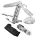 Wemomo Camping Utensils 5-in-1 Folding Flatware Set Portable Detachable Stainless Steel Spoon Fork Knife Wine Bottle and Can Opener Combo Set - Travel Hiking Backpacking Cutlery Multitool
