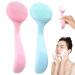 Silicone Face Scrubber Manual Facial Cleansing Brush with Handle Deep Cleaning Gentle Exfoliating Face Exfoliator Brush Skincare Tools for Face Care 2PCS