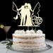 Fishing Wedding Cake Topper - Bride and Groom Fishing Themed Wedding Party Decorations Funny Mr & Mrs Wedding Cake Decors Gold Glitter