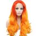 SHIYID Natural Wave Wig Orange Synthetic Lace Front Wigs Long Hair Heat Resistant Fiber Hair For Women