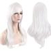 Akstore 28 70cm Fashion Wigs Long Wavy Curly Hair Cosplay Wig & Wig Cap (White)