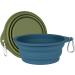 SLSON 2-Pack Collapsible Dog Bowls 600ML - Navy Blue/Dark Green - Integrated Molding Travel Bowls for Pets - No Plastic Rim - Ideal for Walking, Traveling, Outdoors - Buy Online on GoSupps.com